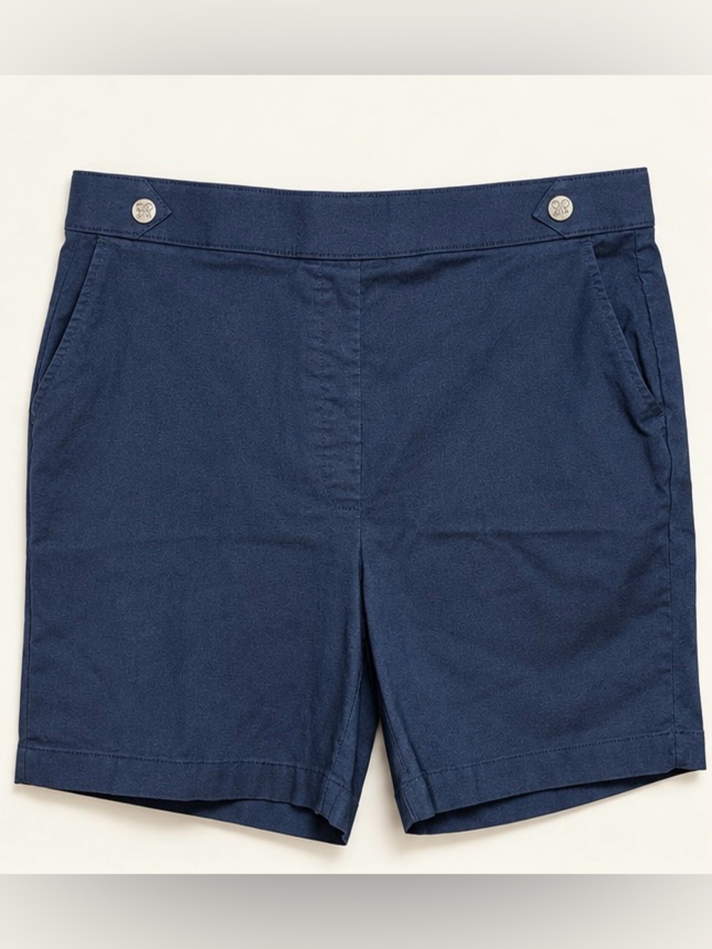 Rafaella Navy High Stretch Tab Waistband Bermuda Shorts Size 18